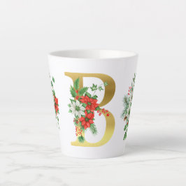 Monogrammed Xmas Latte Mug- Gold Letter カフェラテマグ