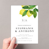 Monograms Lemon Branch Greenery Wedding アクリル招待状 (インサイチュ (ポータブル))