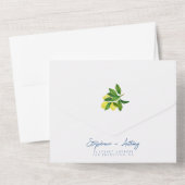 Monograms Lemon Citrus, Blue Wave Border Wedding   オールインワン招待状 (裏面)