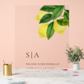 Monograms Lemon Citrus Branch Greenery Wedding  アクリルサイン (ウェディング)
