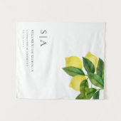 Monograms Lemon Citrus Branch Greenery Wedding  タペストリー (正面(横))