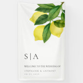 Monograms Lemon Citrus Branch Greenery Wedding  横断幕 (縦)
