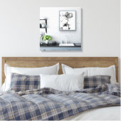 Monokrom blomma キャンバスプリント (インサイチュ (寝室))