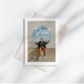 Monoline Script Photo Graduation Announcement 招待状