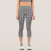 MonoMaxブラック+ホワイトパターン光スワール カプリレギンス (正面)