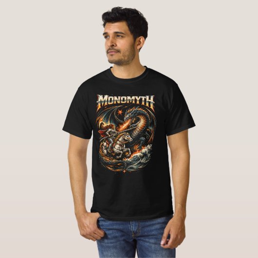 Monomyth – Epic Knight vs Dragon Tシャツ (正面フル)
