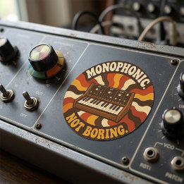 Monophonic, Not Boring – Lustiger Synth Nerd ラウンドシール