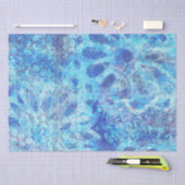 Monoprintの青い花のティッシュペーパー 薄葉紙 (クラフト)