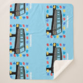 Monorail train car coaster autism puzzle シェルパブランケット (正面)