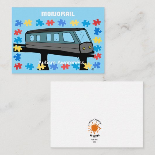 Monorail train car coaster autism puzzle ノートカード (正面/裏面)