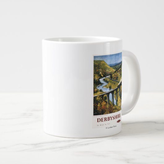 Monsal Dale、列車および陸橋の英国国鉄 ジャンボコーヒーマグカップ (正面右)