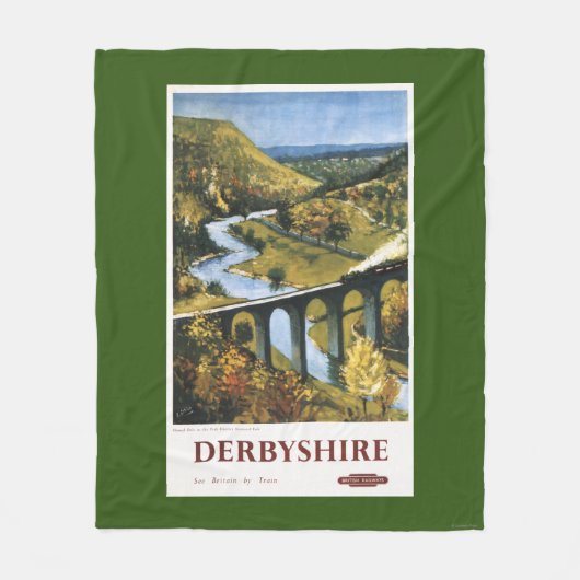 Monsal Dale、列車および陸橋の英国国鉄 フリースブランケット (正面)