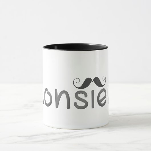 MONSIEURおもしろいフランスの引用文&ムスタッシュ マグカップ (中央)