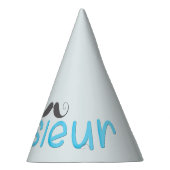 MONSIEURおもしろいフランスの引用文&口ひげ – 青 –  パーティーハット (右)