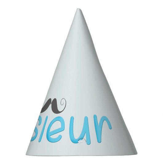 MONSIEURおもしろいフランスの引用文&口ひげ – 青 –  パーティーハット (右)