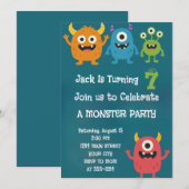 Monster Alien Kids Birthday Invitation 招待状 (正面/裏面)