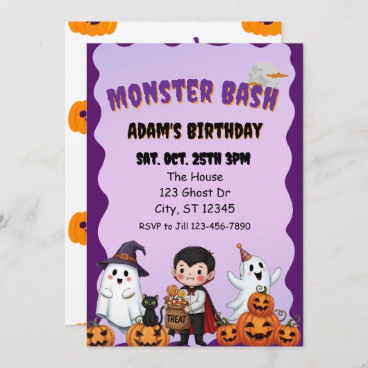 Monster Bash, Halloween birthday 招待状 (正面/裏面)