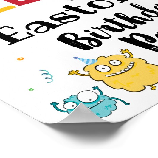 Monster Birthday Welcome Sign ポスター (角)
