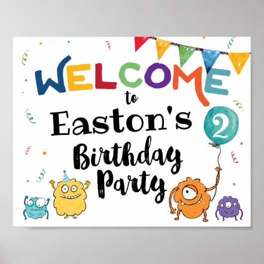 Monster Birthday Welcome Sign ポスター (正面)