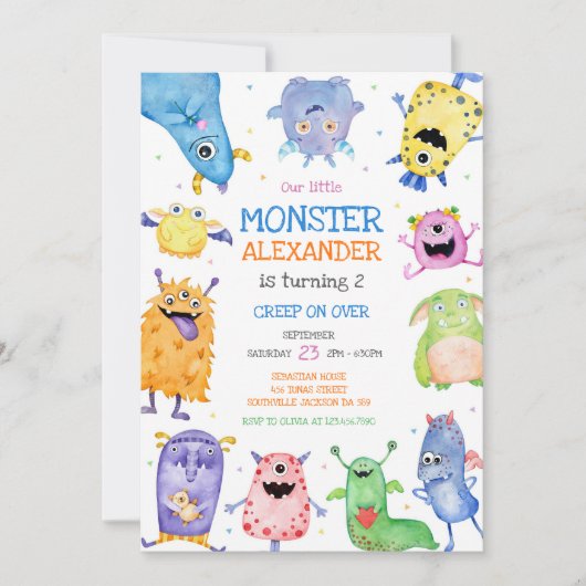 Monster Boy Birthday Invitation 招待状 (正面)