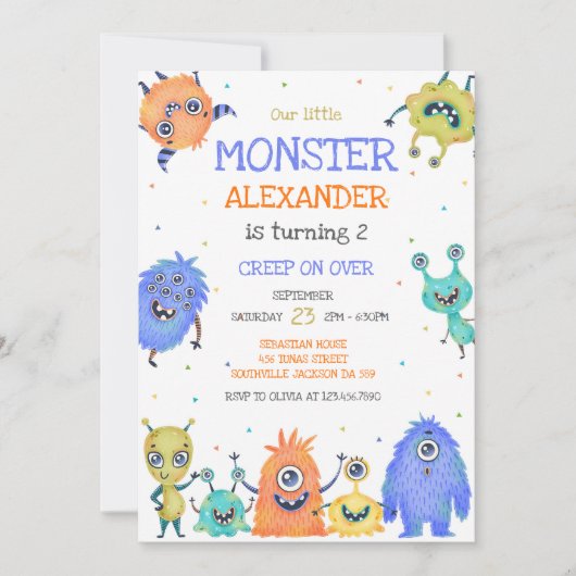 Monster Boy Birthday Invitation 招待状 (正面)