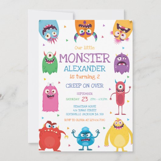 Monster Boy Birthday Invitation 招待状 (正面)