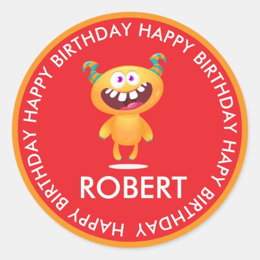 Monster Cartoon Funny Monster Art Laptops Bottles ラウンドシール (正面)