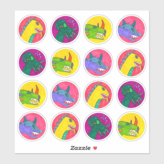 "Monster Dragon Faces" Sticker Sheet シール (シート)