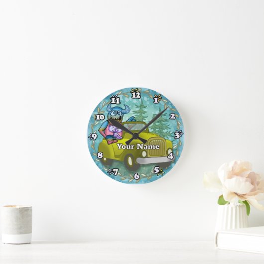 Monster Driving Car ラウンド壁時計 (ホーム)