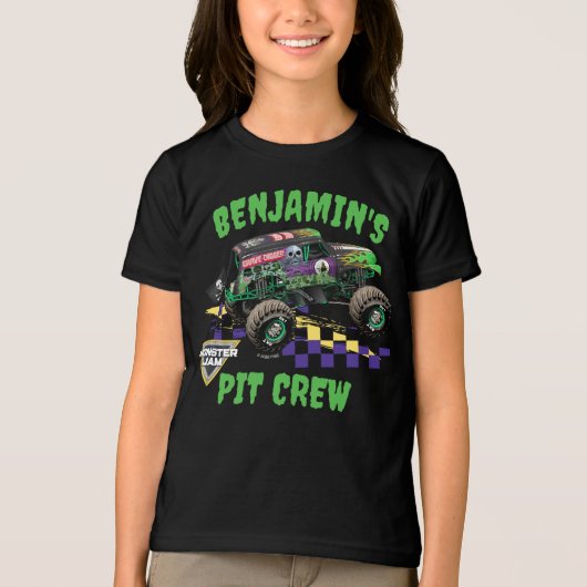 Monster Jam Grave Digger Birthday Pit Crew トライブレンドＴシャツ (正面)