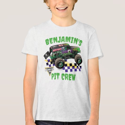 Monster Jam Grave Digger Birthday Pit Crew トライブレンドＴシャツ (正面)