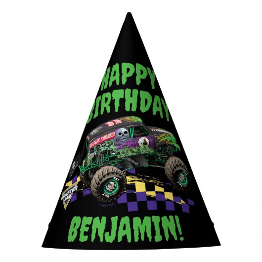 Monster Jam Grave Digger Happy Birthday パーティーハット (正面)