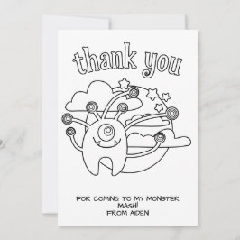 Monster Kids Coloring Card Party Favor Thank You サンキューカード