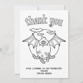 Monster Kids Colouring Card Party Favour Thank You サンキューカード (正面)