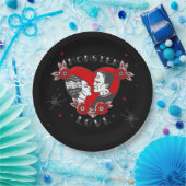 monster love rockabilly frankenstein valentine ペーパープレート (パーティー)