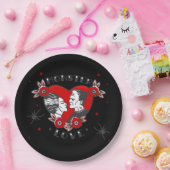 monster love rockabilly frankenstein valentine ペーパープレート (パーティー)