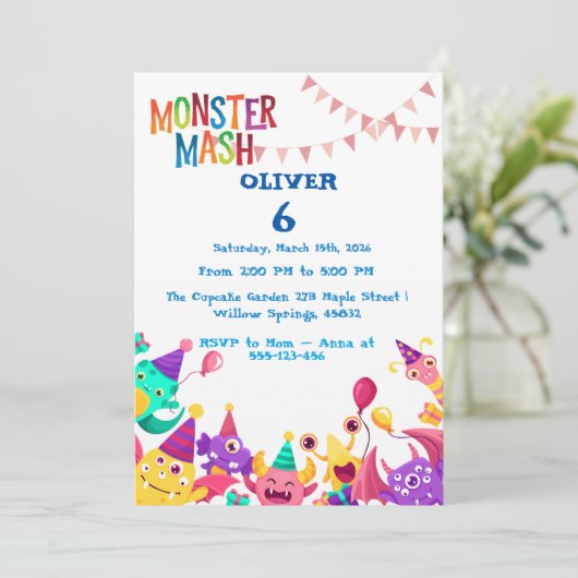 Monster Mash Birthday Invitation - Kids Party 招待状 (スタンド正面)