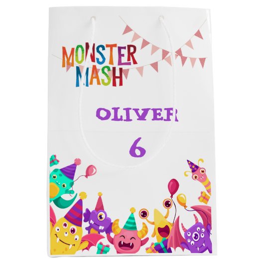 Monster Mash Gift Bag - Kids Party Favor ミディアムペーパーバッグ (正面)