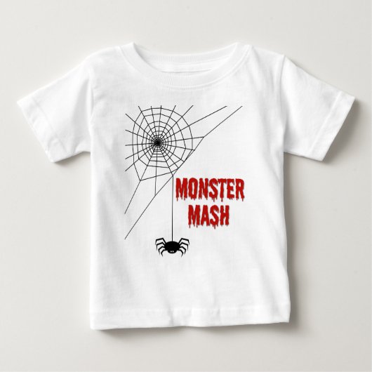 Monster Mash Halloween Spiderweb ベビーTシャツ (正面)