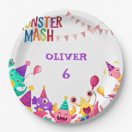 Monster Mash Paper Plates - Kids Birthday Party ペーパープレート (正面)