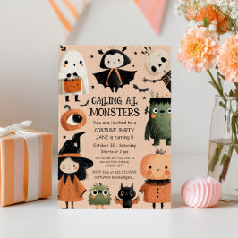 Monster Mash Whimsical Halloween Birthday Party  招待状