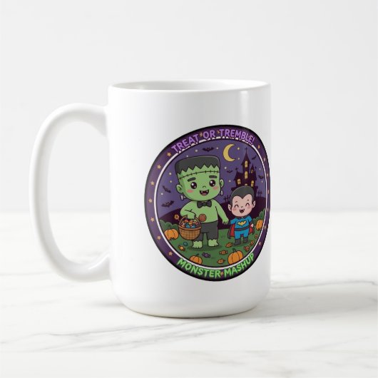 Monster Mashup Treat or Tremble T-Shirt, Cute Fran コーヒーマグカップ (左)