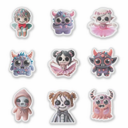 monster modeling clay colorful  シール (正面)