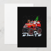 Monster Red Truck With Santa, Christmas Tree, Rein 招待状 (正面/裏面)