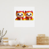 Monster Sisters Wall Art Poster – Cute Spooky Fant ポスター (キッチン)