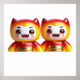 Monster Sisters Wall Art Poster – Cute Spooky Fant ポスター