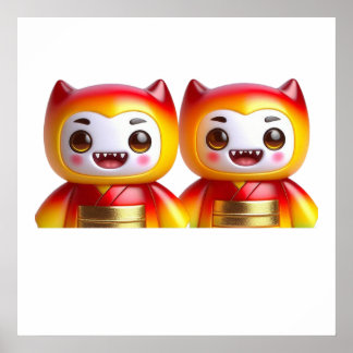 Monster Sisters Wall Art Poster – Cute Spooky Fant ポスター