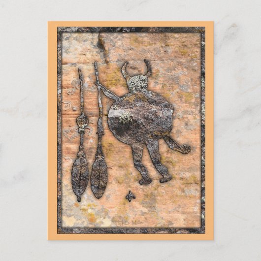 Monster Slayer Petroglyph - Galisteo，ニューメキシコ ポストカード (正面)