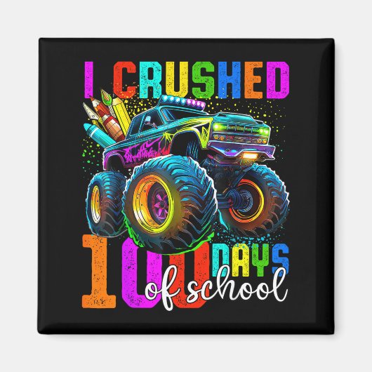 Monster Truck 100th Day Of School Boys 100 Days Of マグネット (正面)
