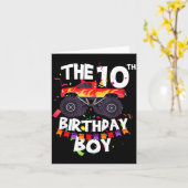 Monster Truck 10th Birthday Boy Funny 10 Years Old カード (黄色い花)